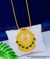 DCHN177 - Trendy Gold Covering Lakshmi Design Green Palakka Big Dollar with Long Chain