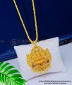 DCHN180 - New Arrival Pure Gold Plated Ad Stone Lakshmi Big Dollar With 24 Inches Chain Online