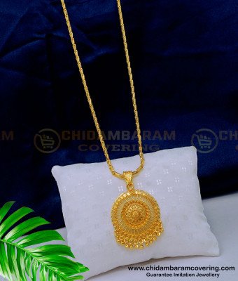 DCHN185 - One Gram Gold Daily Use Plain Round Dollar Chain Designs for Ladies 