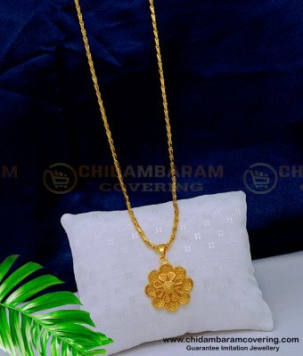 DCHN189 - Cute Flower Design Pendant with Long Wheat Chain Design for Daily Use 