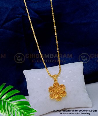 DCHN192 - Latest Light Weight Floral Pendant Chain Daily Use One Gram Jewelry Online 