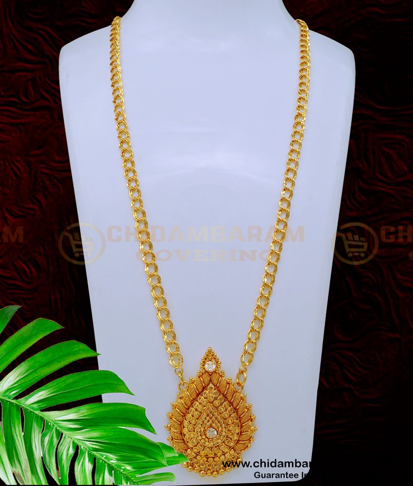 DCHN199 - Gold Look White Stone South Indian Dollar Chain Designs