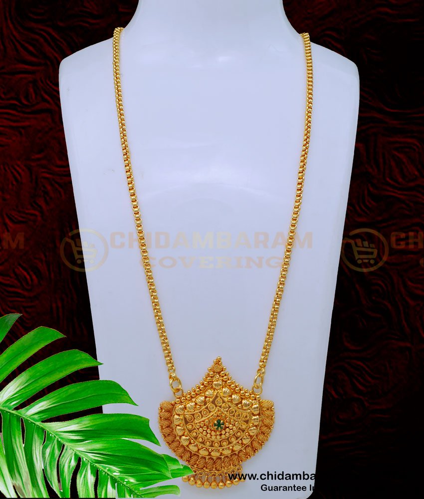 DCHN200 - Kerala Style Green Stone Dollar Chain New Model Buy Online
