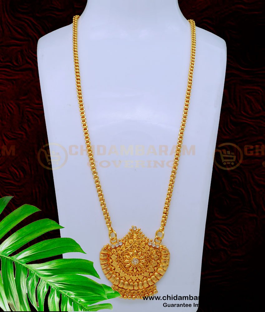 DCHN204 - American Diamond White Stone Locket Chain Design for Ladies