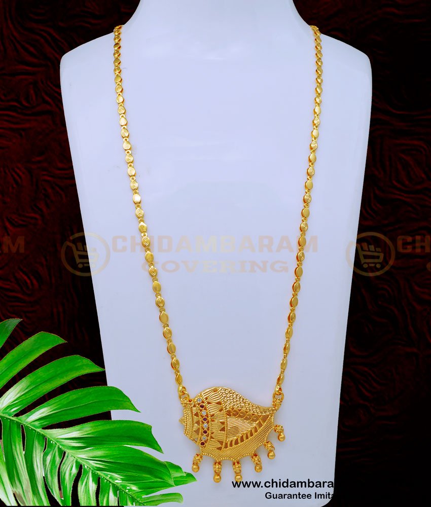 DCHN205 - Latest Gold Pattern Sangu Design Pendant Chain for Ladies 