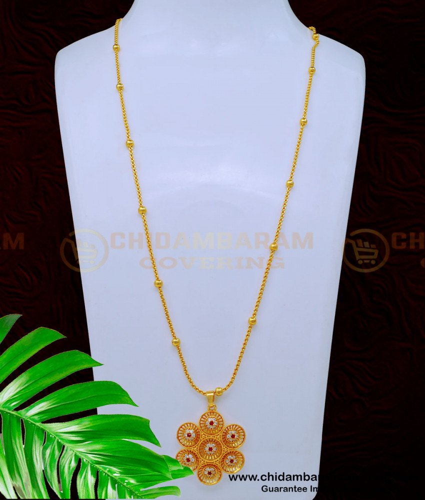 DCHN206 - Latest Light Weight Daily Wear Stone Dollar Chain for Ladies