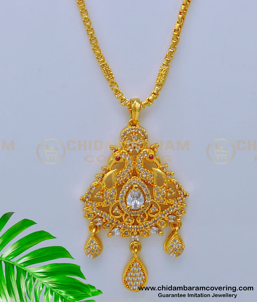 DCHN212 - 1 Gram Gold Jewellery Long Chain with Dollar Online Shopping