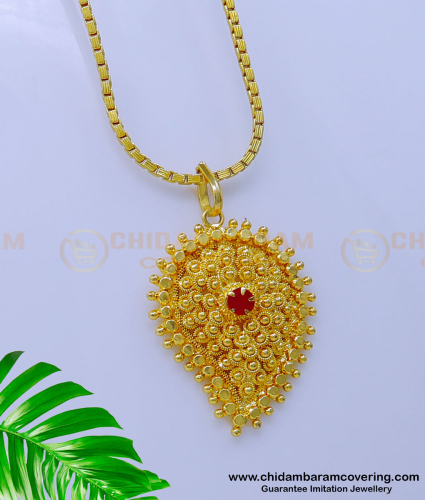 DCHN214 - 1 Gram Gold Artificial Chain with Pendant for Daily Use 
