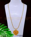 DCHN215 - Trendy Ruby Stone Gold Plated Long Chain with Pendant