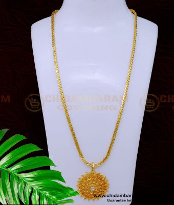 DCHN216 - Latest Round Pendant with Gold Plated Long Chain for Ladies