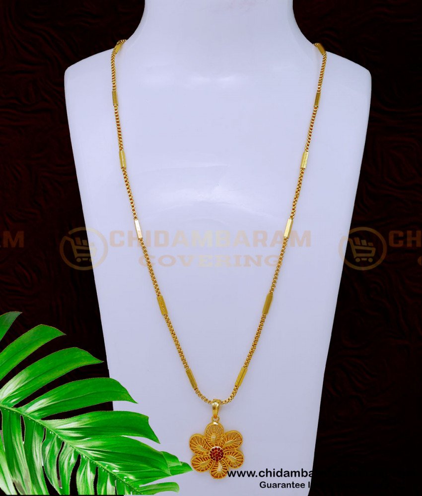 DCHN218 - Beautiful Flower Design Pendant with 1 Gram Gold Chain