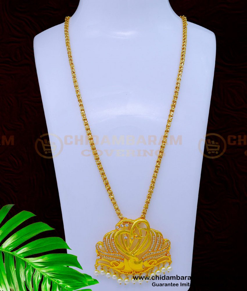 DCHN224 - Unique Peacock Model White Stone Big Dollar Chain Designs