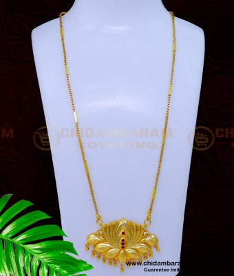 DCHN228 - Elegant Lotus Flower Pendant Design with Long Chain Online