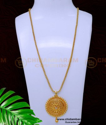 DCHN237 - Real Gold Look White Stone Daily Wear Chain with Pendant