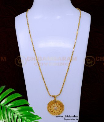 DCHN241 - Unique Round Stone Gold Dollar Chain Designs for Female