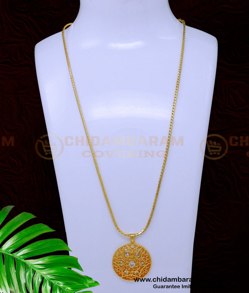 DCHN242 - Elegant Gold Design White Stone Dollar Chain New Model