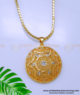 DCHN242 - Elegant Gold Design White Stone Dollar Chain New Model