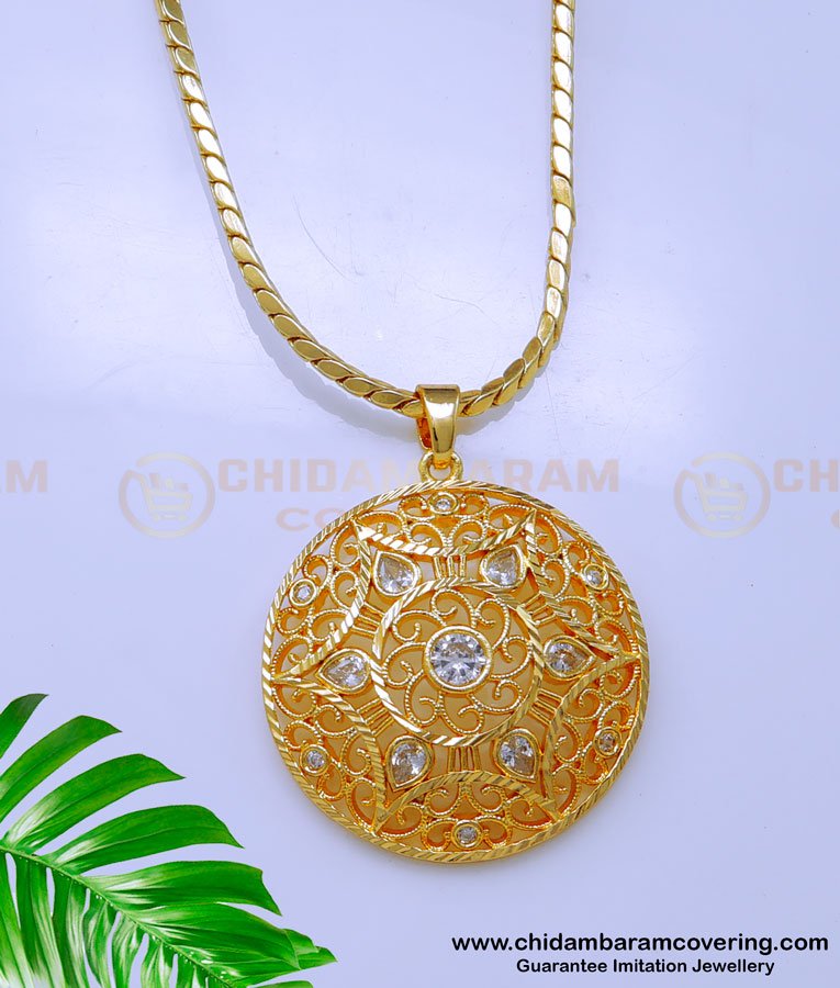 DCHN242 - Elegant Gold Design White Stone Dollar Chain New Model