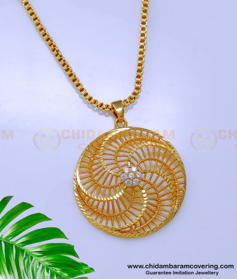 DCHN243 - Gold Design White Stone Round Daily Use Dollar Chain