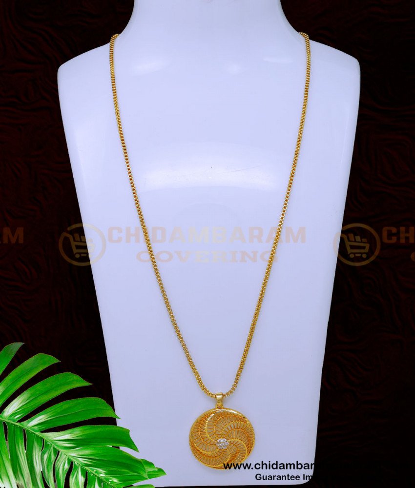 DCHN243 - Gold Design White Stone Round Daily Use Dollar Chain