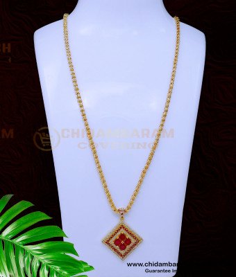 DCHN245 - Long Chain White Stone Gold Pendant Designs for Female