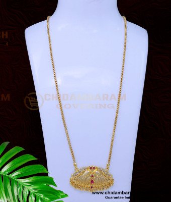 DCHN248 - Trendy Ad Stone Peacock Gold Plated Pendant Chain Online