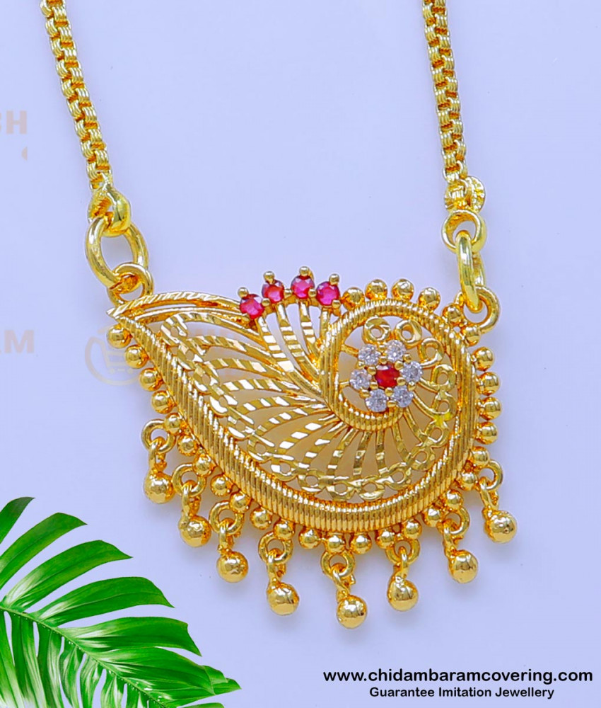 DCHN254 - Gold Plated Daily Use Small Sangu Pendant with Chain