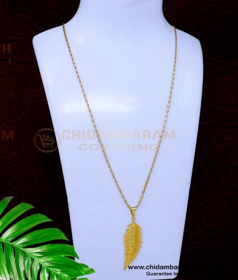 DCHN256 - Elegant Light Weight Leaf Design Pendant and Chain Gold