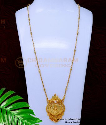 DCHN269 - 1 Gram Gold White Stone Pendant Chain Design for Women