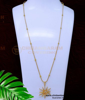 DCHN273 - Unique Gold Pendant Design with Long Chain for Women