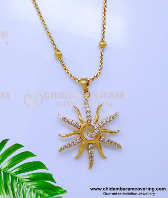 DCHN273 - Unique Gold Pendant Design with Long Chain for Women