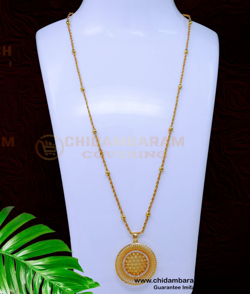 DCHN275 - Beautiful White Stone Pendant Designs with Long Chain