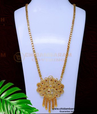 DCHN276 - 1 Gram Gold Peacock Design Big Dollar Chain for Ladies