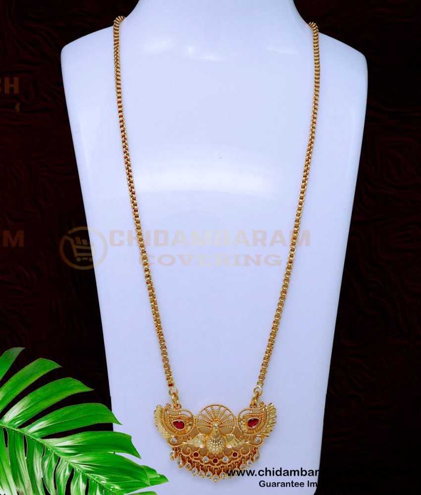 DCHN279 - Beautiful Ad Stone Peacock Design Dollar Chain New Model
