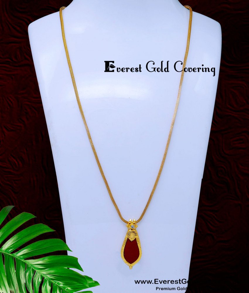 DCHN286 - Kerala Red Nagapadam Locket Design with Long Chain