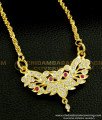 DLR074 - Traditional Five Metal Daily Wear White Stone Dollar with Chain High Quality Impon Jewelry Online