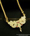DLR075 - Attractive Medium Size Daily Wear White and Pink Stone Impon Dollar Chain For Women 