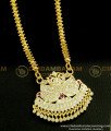 DLR083 - Traditional Impon Gold Design Stone Swan Dollar With 24 Inches Oval Design Chain Gold Plated Jewellery