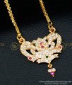 DLR086 - Traditional Five Metal Daily Wear White and Pink Stone Dollar with Chain Impon Jewellery Online