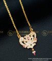 DLR086 - Traditional Five Metal Daily Wear White and Pink Stone Dollar with Chain Impon Jewellery Online
