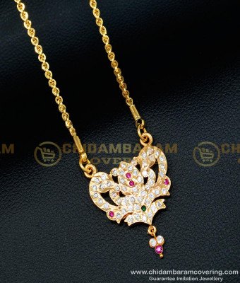 DLR086 - Traditional Five Metal Daily Wear White and Pink Stone Dollar with Chain Impon Jewellery Online