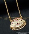 DLR090 - Impon Gold Design Ad Stone Old Model Double Swan Dollar with Long Chain Gold Plated Jewellery