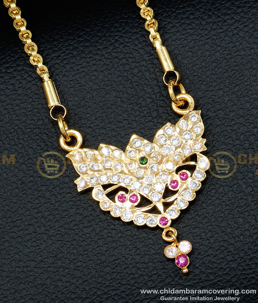 DLR098 - Latest Five Metal Impon Medium Size Dollar With 24 Inches Long Chain for Women
