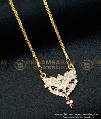 DLR098 - Latest Five Metal Impon Medium Size Dollar With 24 Inches Long Chain for Women