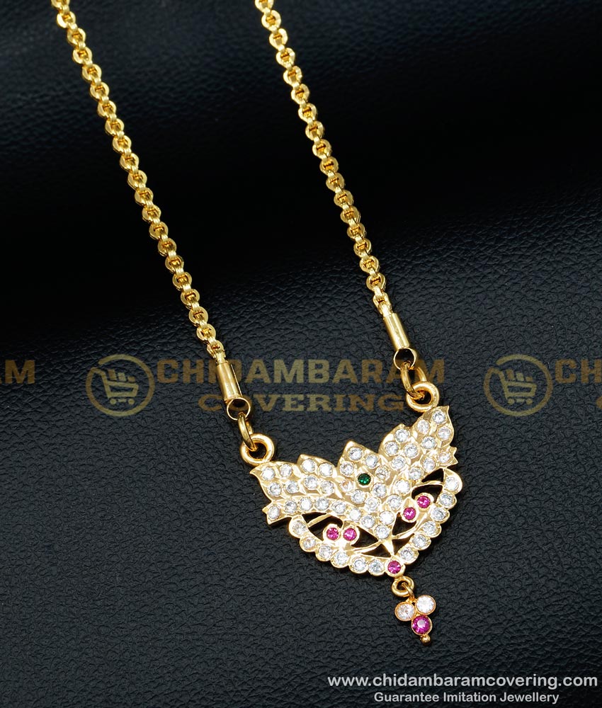 DLR098 - Latest Five Metal Impon Medium Size Dollar With 24 Inches Long Chain for Women