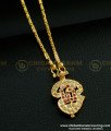 DLR105 - 18 Inch Short Chain Impon Tamil OM White and Ruby Stone Dollar Design Online