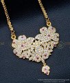 DLR115 - Five Metal Elegant Flower Design Dollar with Long Chain Gold Design Stone Dollar Chain Online 
