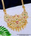DLR119 - Traditional Impon Multi Stone Pendant With 24 Inches Chain Impon Jewellery Online