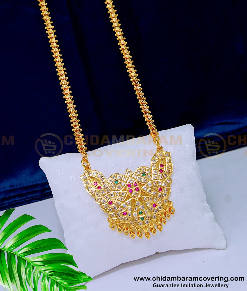 DLR121 - Latest Gold Design First Quality Impon Stone Dollar With Heart Design Chain online 