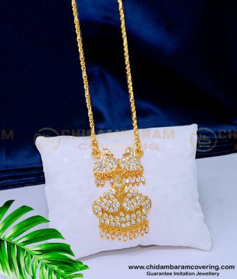DLR122 - Latest Full White Stone Swan Design Impon Dollar Chain for Women 